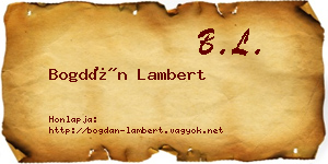 Bogdán Lambert névjegykártya